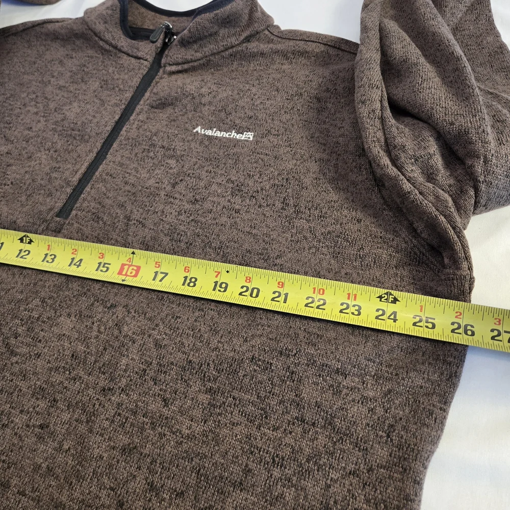 AVALANCHE Pullover Jacket Mens‎ 2XL Quarter Zip Thermal Brown Knit Fleece